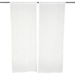 Vitrage droit passe tringle x2 blanc broderie fil beige 60x120cm