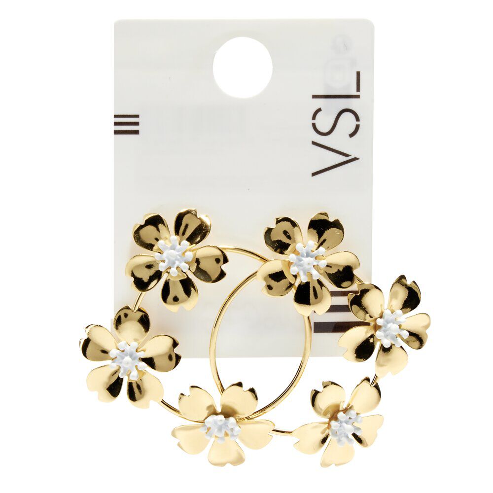 Set De 3 Paires De Boucles D’oreilles Femme – Clou Fleur 5mm, Créoles Lisses 14mm, Créoles Zircon Doré/argent - 5