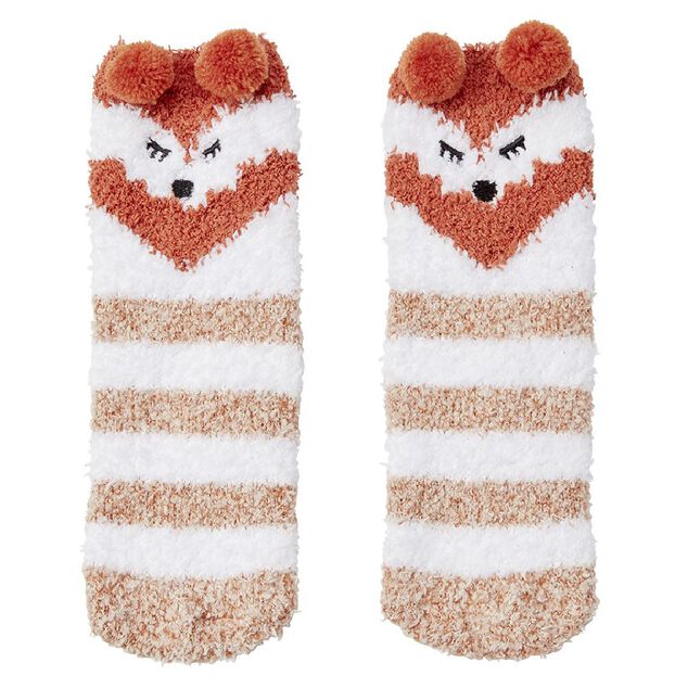 Coffret chaussettes en maille doudou motif rayé beige marron