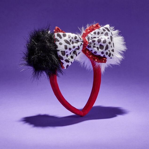 Serre-t&ecirc;te Disney Cruella adulte rouge noir blanc 18x18cm