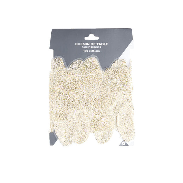 Chemin de table doré design fleurs ajourées 25x180cm