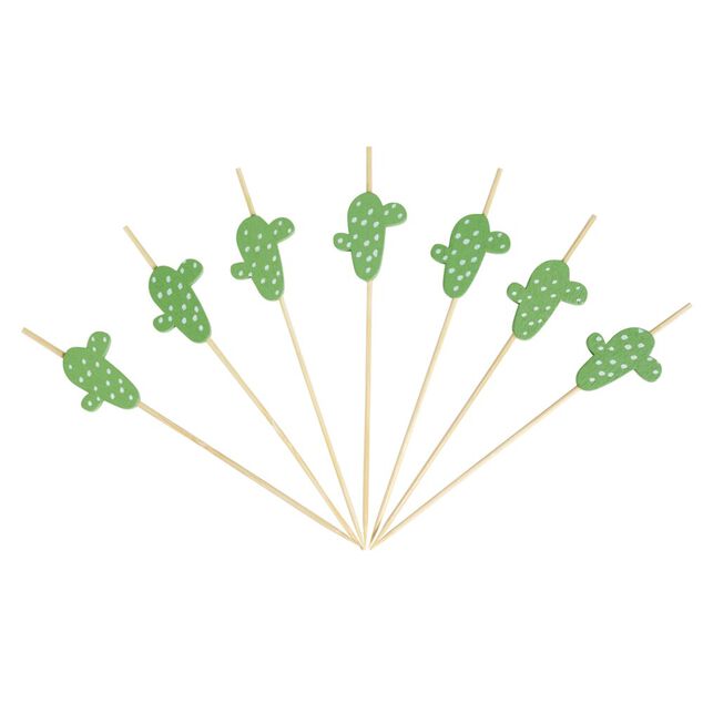 Pique pour ap&eacute;ritif d&eacute;cor past&eacute;que, ananas, cactus ou flamand rose en bambou x30