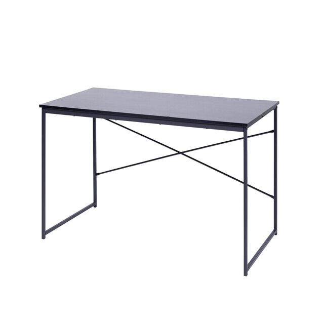 Bureau rectangulaire Delta m&eacute;tal et bois noir 120x60xH75cm