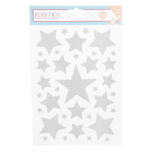 D&eacute;coration fen&ecirc;tre No&euml;l &eacute;lectrostatique &eacute;toile ou flocon