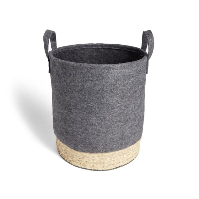 Pani&egrave;re jacinthe d'eau feutrine beige et gris fonc&eacute; &Oslash;30xH35cm