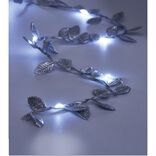 Guirlande lumineuse feuille argent&eacute;e 20 microLED blanc chaud 1,90m