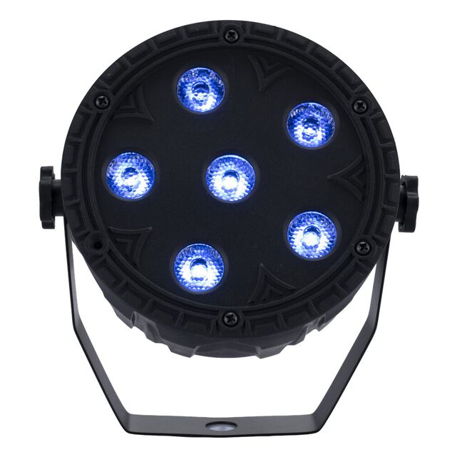Projecteur de lumi&egrave;re disco rond 6LED RGB 360&deg; avec t&eacute;l&eacute;commande H14cm