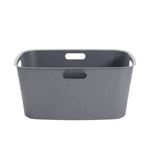 Pani&egrave;re &agrave; linge rectangulaire plastique gris 45L 59x38xH27,5cm