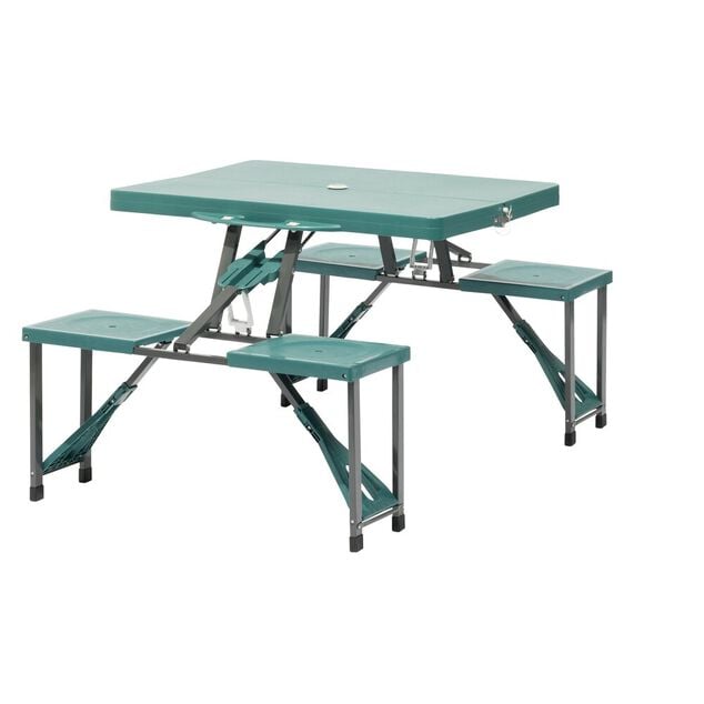 Table valise pliante avec si&egrave;ges bleu