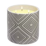 Bougie citronnelle dans pot de ciment imprim&eacute; losange style ethnique