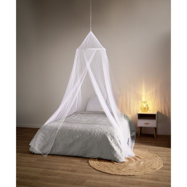 Moustiquaire ciel de lit blanc à suspendre Ø60x235x1000cm