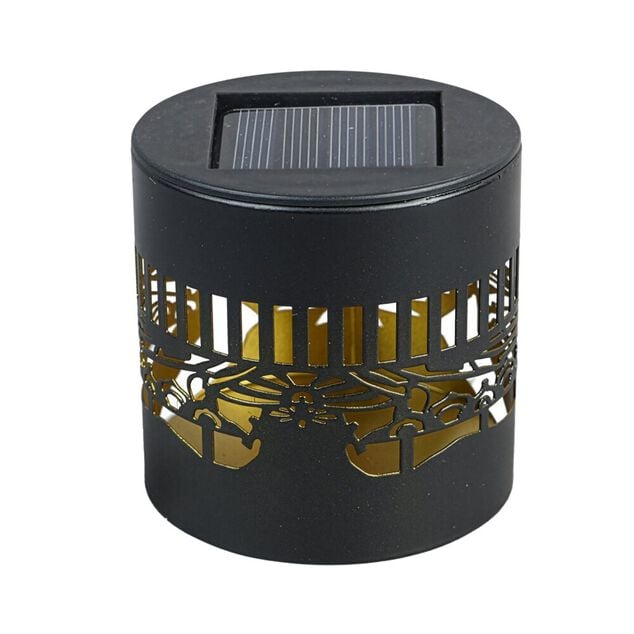 Lampe solaire photophore noir et dor&eacute; &Oslash;8,5xH8,5cm
