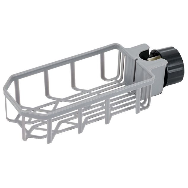 Porte-&eacute;ponge pour robinet plastique gris - L.20xl.9xH.5cm