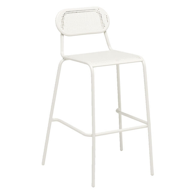 Chaise haute Faro acier perfor&eacute; gris 55xP59xH105cm