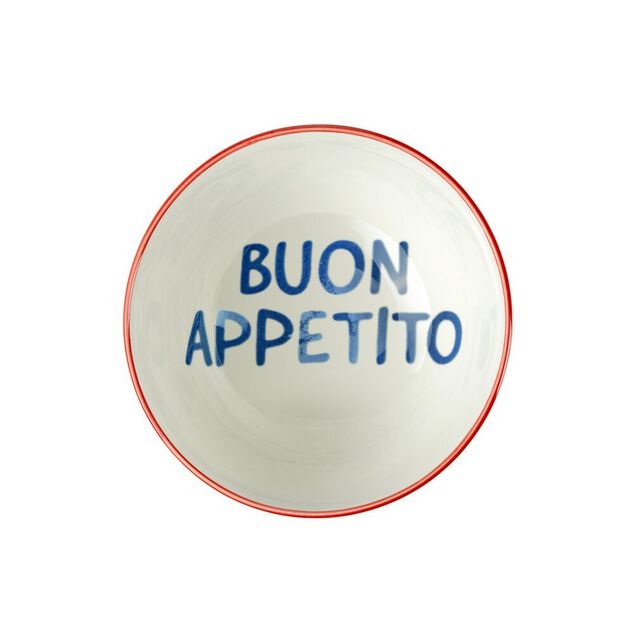 Coupelle porcelaine "Buon Appetito" blanche et bleue Ø11,5cm