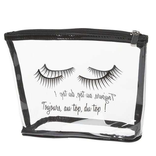 Trousse de toilette en plastique transparent imprim&eacute; noir