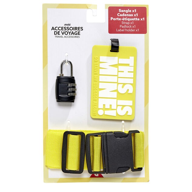 Accessoires de voyage x3 cadenas/sangle/porte-&eacute;tiquette