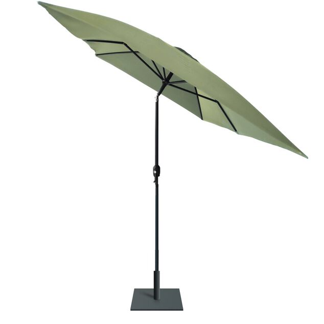 Parasol centr&eacute; Tiago rectangulaire inclinable &agrave; manivelle vert sauge 300x200xH245cm