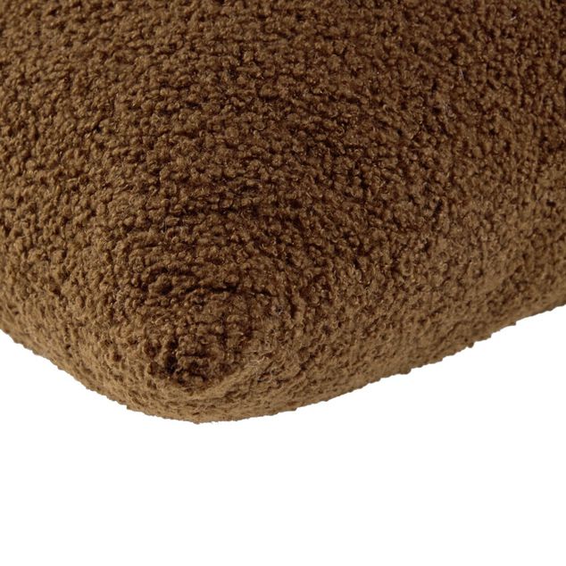 Coussin carr&eacute; bouclette marron fonc&eacute; 45x45cm
