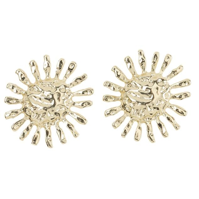 Boucles d'oreilles zinc soleil jaune dor&eacute; &Oslash;1,5cm