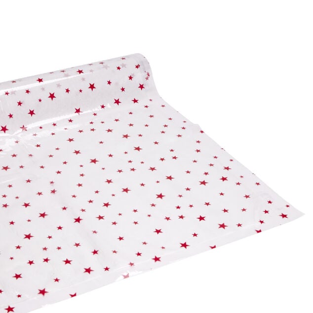 Toile cir&eacute;e cristal &eacute;toile rouge moucharabieh jaune 140cm