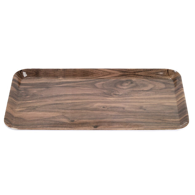 Plateau rectangulaire m&eacute;lamin&eacute; effet bois naturel 19x30cm