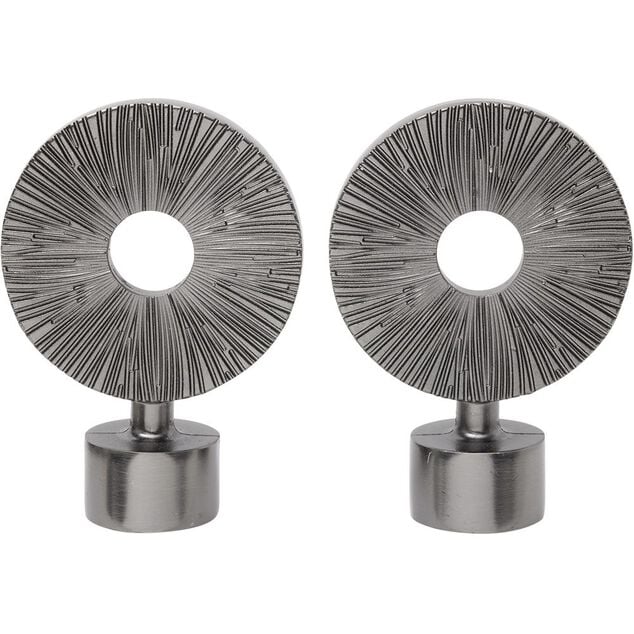 Embout tringle &agrave; rideau &Oslash;20mm rond stri&eacute; ajour&eacute; aluminium x2