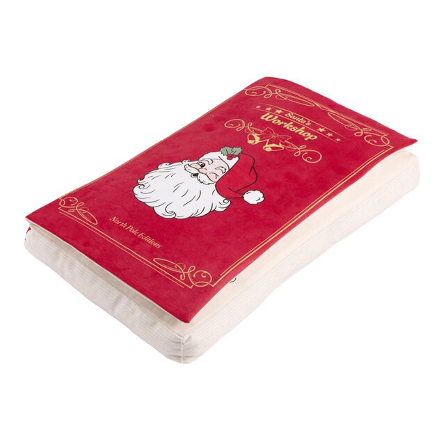 Coussin rectangulaire forme livre conte de No&euml;l L30X50XH5 cm (2 mod&egrave;les rouge ou vert)
