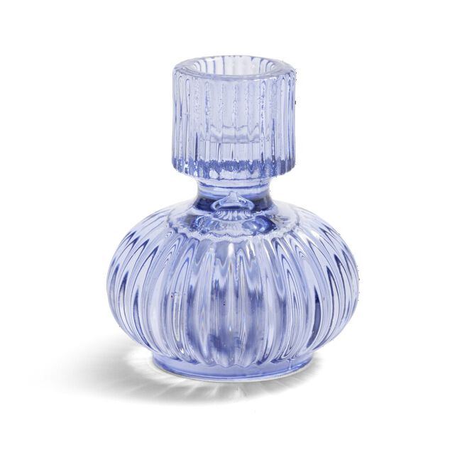 Bougeoir verre bleu &Oslash;7,5xH9cm
