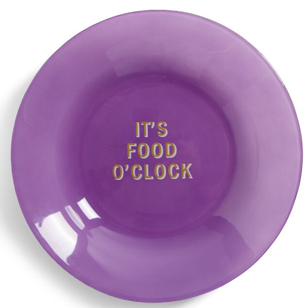 Assiette creuse verre color&eacute; avec message &Oslash;23cm (3 mod&egrave;les)