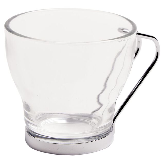 Tasse &agrave; caf&eacute; en verre anse m&eacute;tal x6