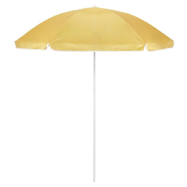 Parasol de plage UPF 50+ toile color&eacute;e &Oslash;140xH175cm (2 mod&egrave;les bleu ou jaune)