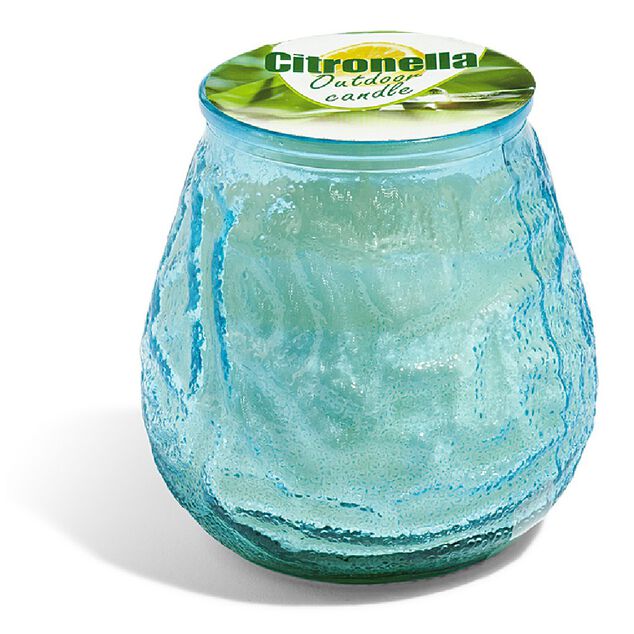 Bougie citronnelle verre relief &Oslash;9xH10cm (2 mod&egrave;les)