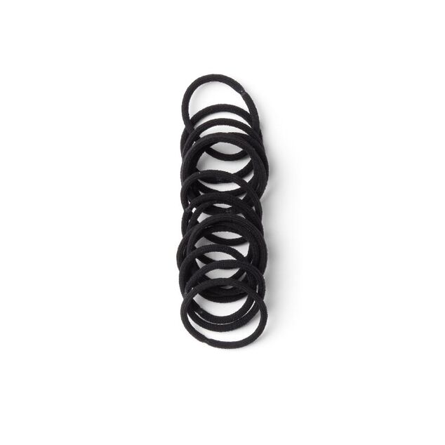 Lot de 15 &eacute;lastiques &agrave; cheveux basiques polyester noir