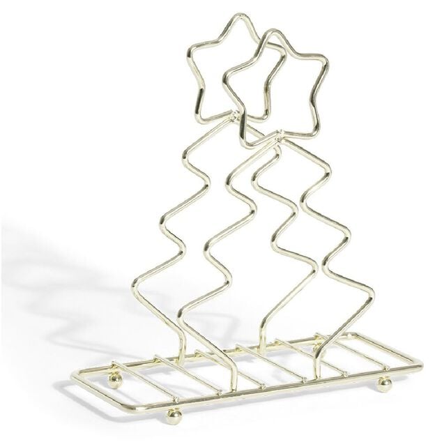 Porte-serviette forme sapin m&eacute;tal dor&eacute;