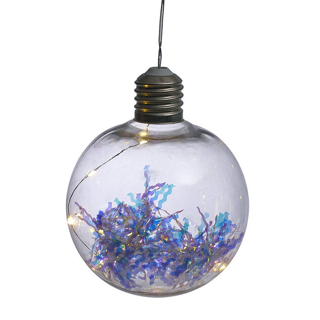 Boule de No&euml;l lumineuse 6 LED blanc chaud &Oslash;15 cm