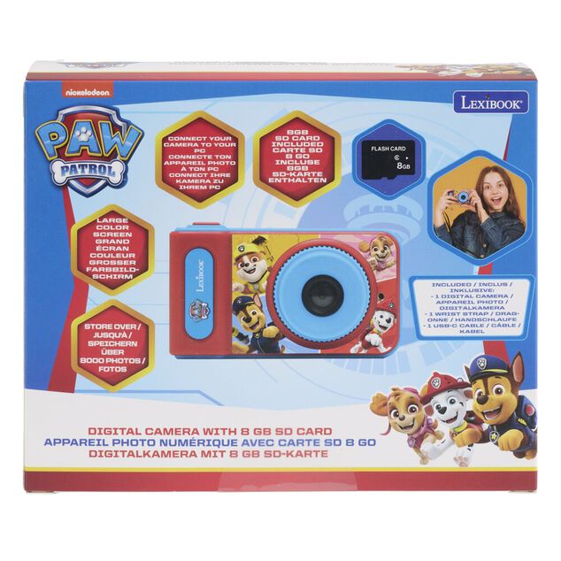 Appareil photo digital enfant Pat Patrouille carte SD 8G plastique rouge et bleu