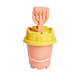 Seau de plage avec pelle râteau tamis en plastique corail