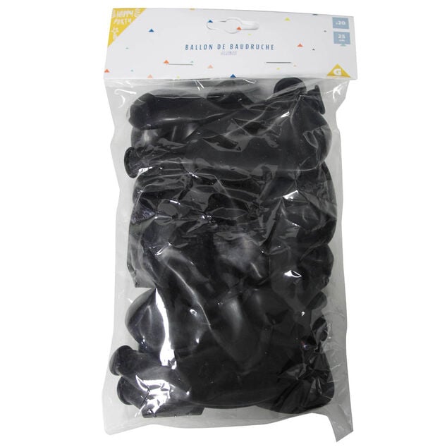 Ballon de baudruche uni noir x20