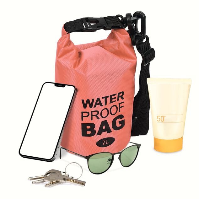 Sac de plage &eacute;tanche 2L polyester rouge et noir