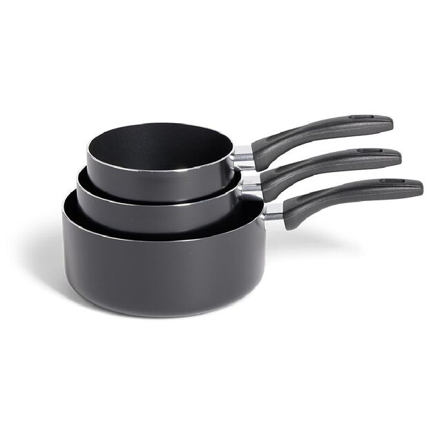 Lot de 3 casseroles tous feux sauf induction aluminium noir Ø14/16/20cm