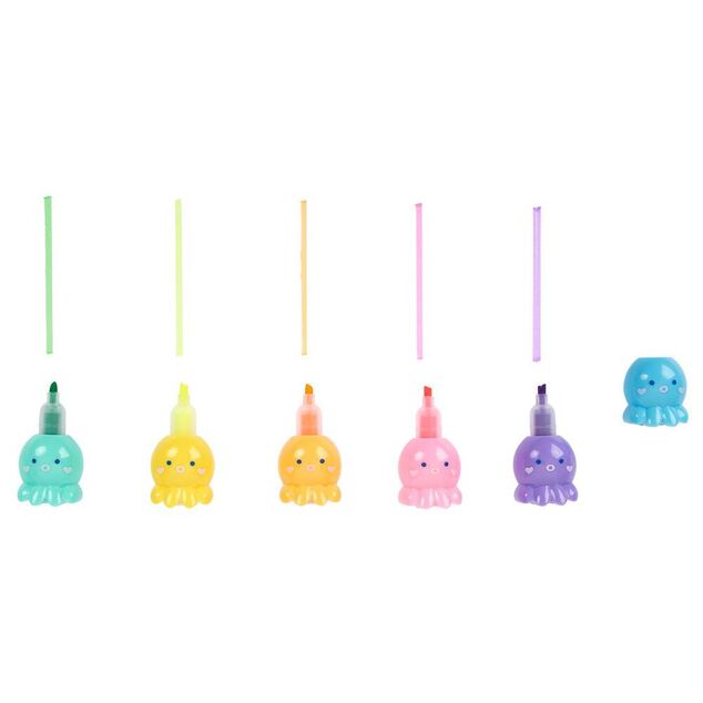 Mini surligneur pastel pieuvre superposable x5
