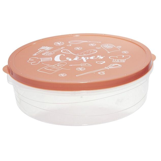 Bo&icirc;te &agrave; cr&ecirc;pes ronde avec couvercle imprim&eacute; cuisine &Oslash;28xH9cm (4 mod&egrave;les)