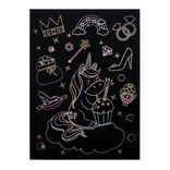 Lot de 6 feuilles &agrave; gratter th&egrave;me licorne avec stylet en bois