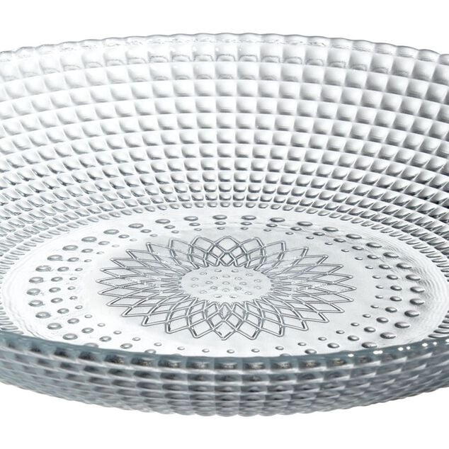 Assiette creuse ronde effet relief blanc transparent &Oslash;21 cm