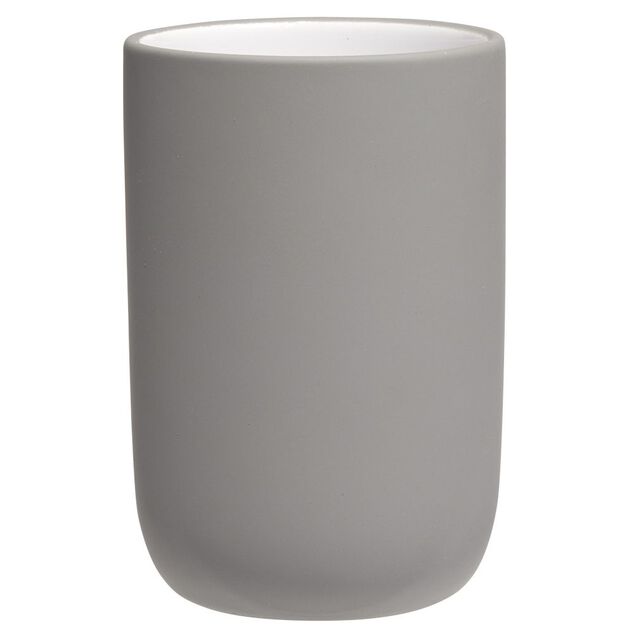 Gobelet c&eacute;ramique gris int&eacute;rieur blanc &Oslash;6,8xH10cm