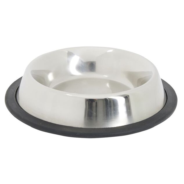 Gamelle ronde inox pour chien avec base antidérapante Ø15,6xH3,2cm