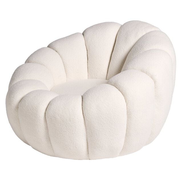 Fauteuil rond Nuvea bouclette &eacute;cru &Oslash;92xH62cm