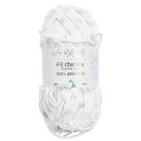 Pelote de fil &agrave; tricoter chenille blanc 120m