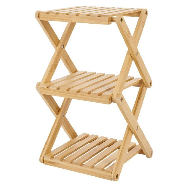 Étagère 3 niveaux pliable bambou naturel 22,1xH35,5x18,3cm
